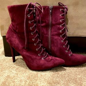 Faux velvet stilettos